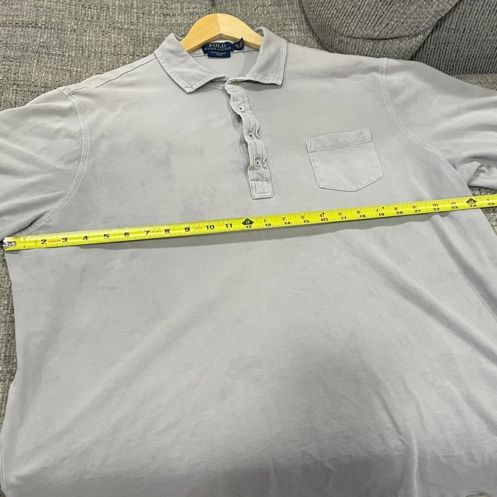 Polo Ralph Lauren Mens Polo Shirt‎ XXL Featherweight Mesh Light Grey Long Sleeve